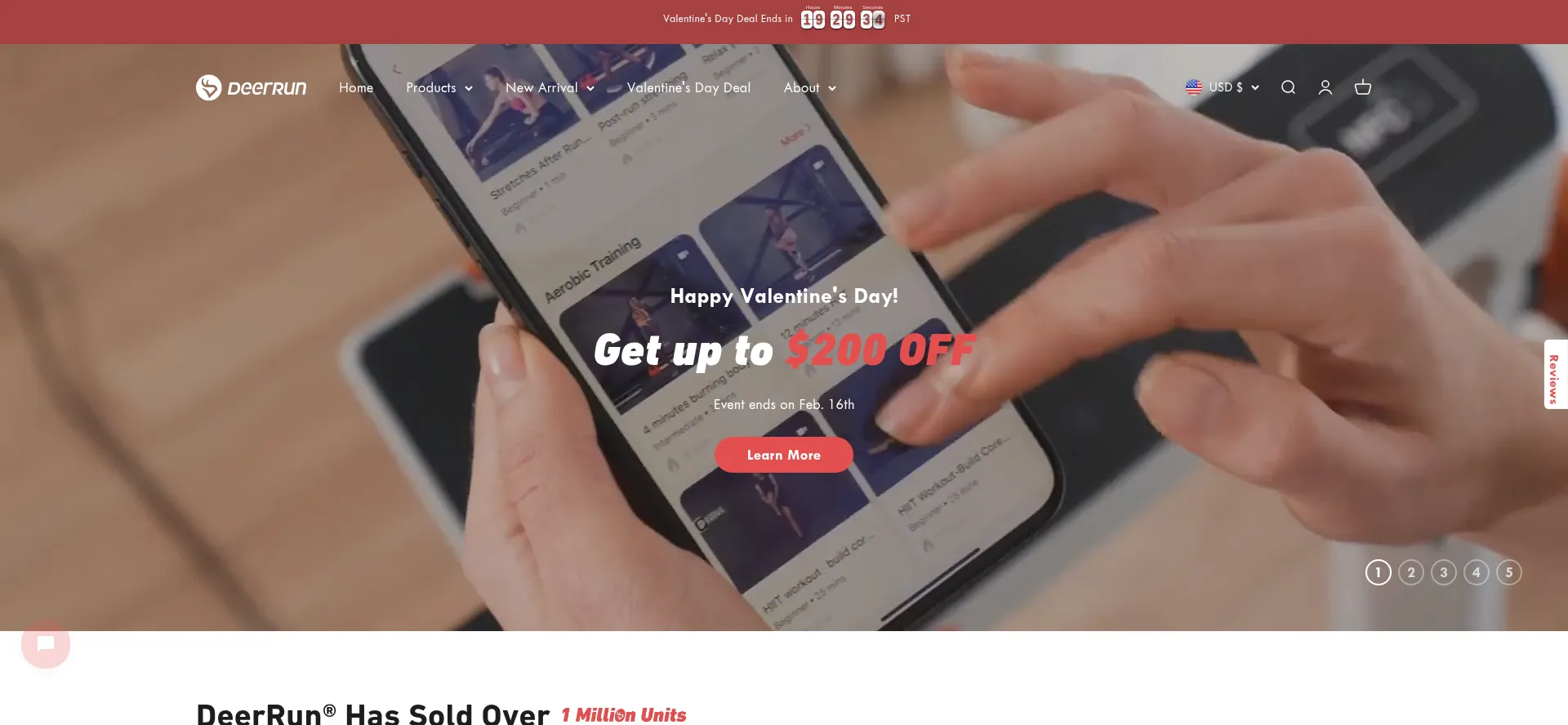 Website screenshot of Deerruntreadmill.com