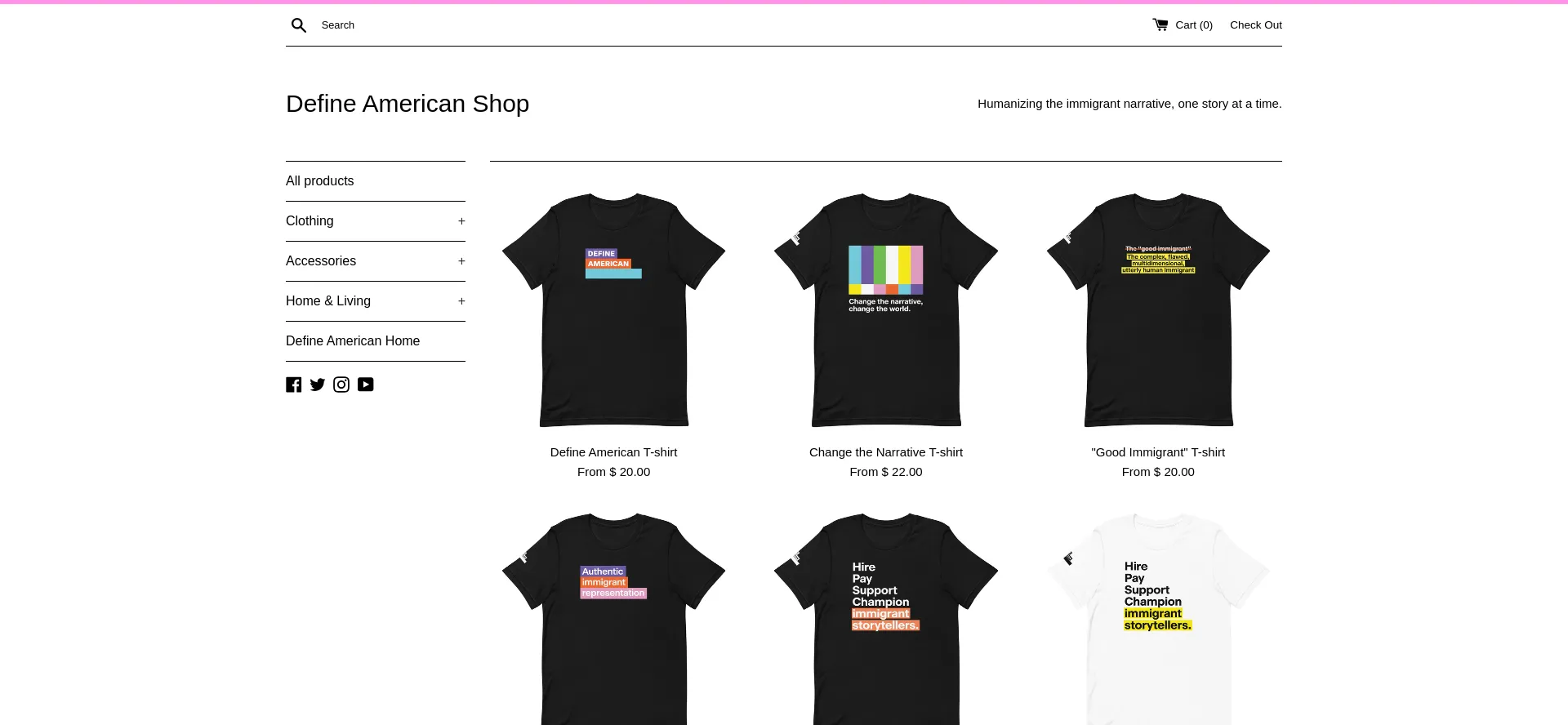 Website screenshot of Define-american.myshopify.com