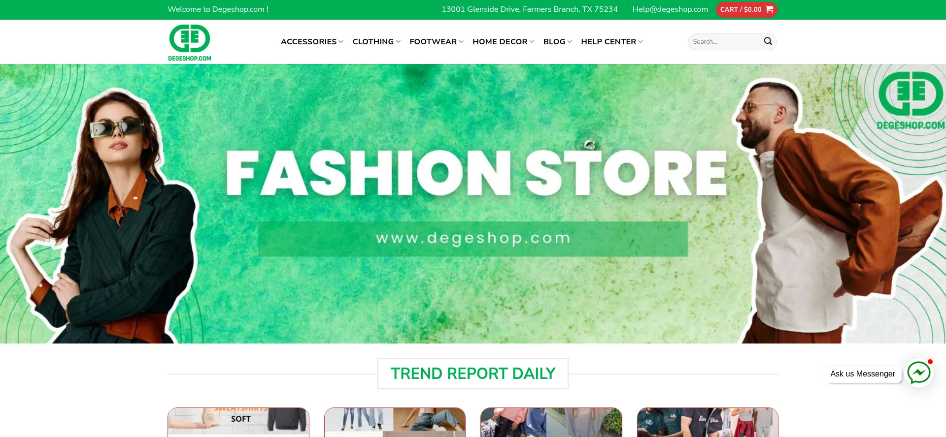 Website screenshot of Degeshop.com