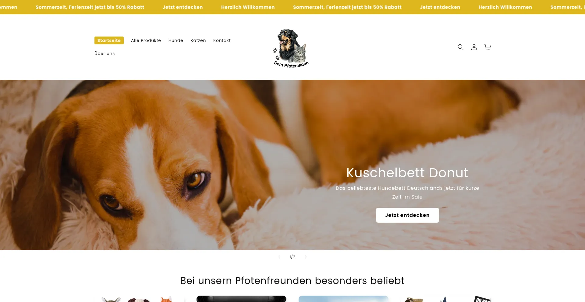 Website screenshot of Deinpfotenladen.de