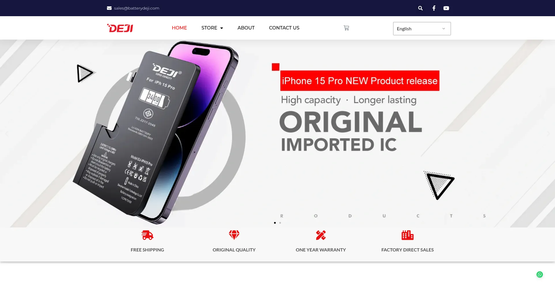 Website screenshot of Dejibattery.shop