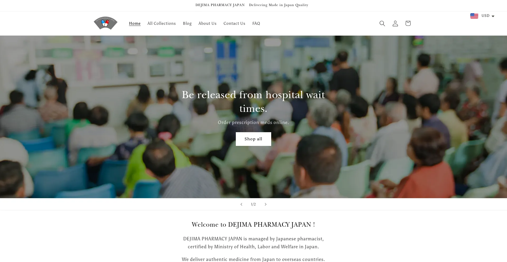 Website screenshot of Dejima-pharmacy-japan.com