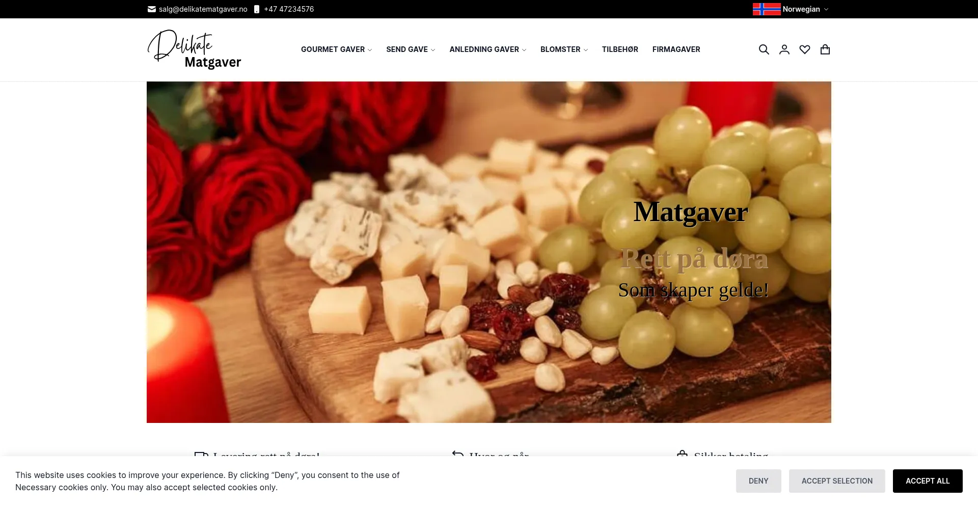 Website screenshot of Delikatematgaver.no