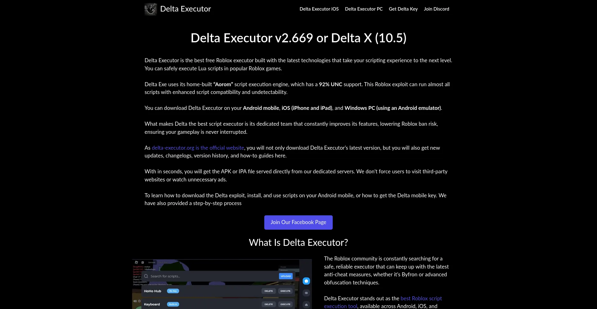 Website screenshot of Delta-executor.org