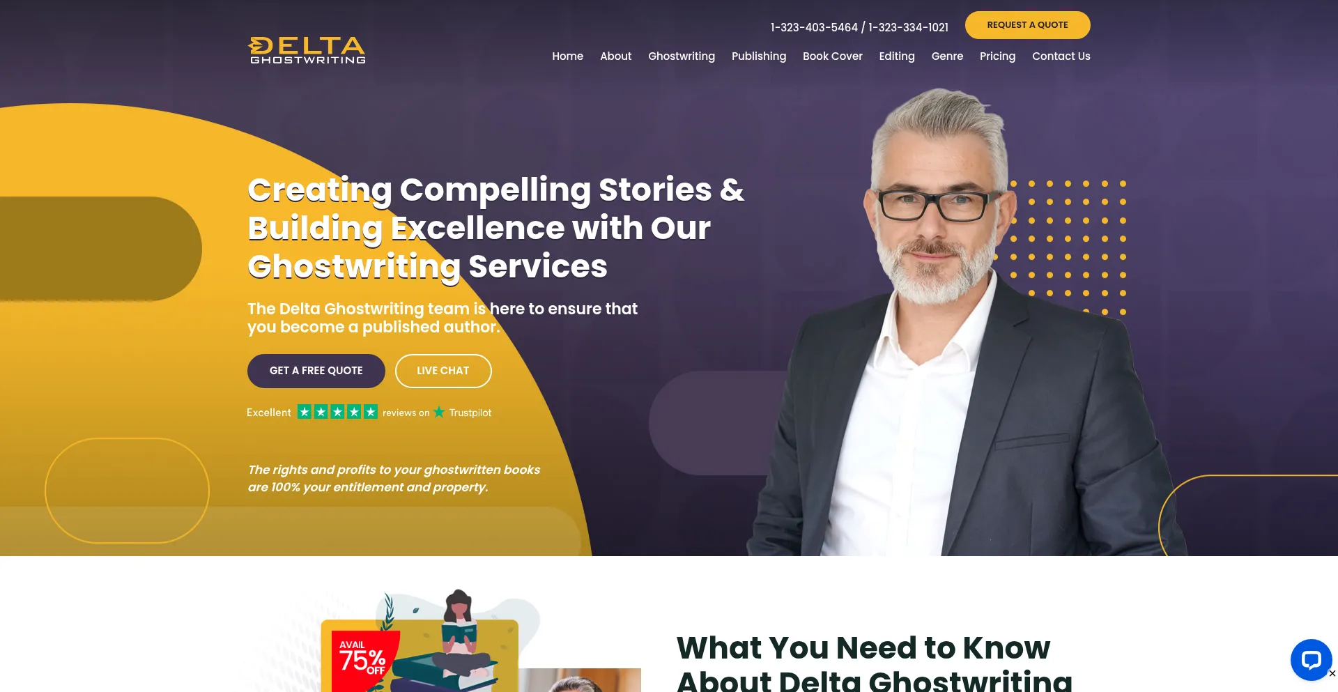 Deltaghostwriting.com Screenshot