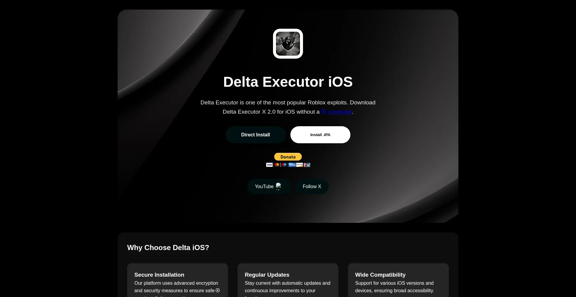 Website screenshot of Deltaios-executor.com