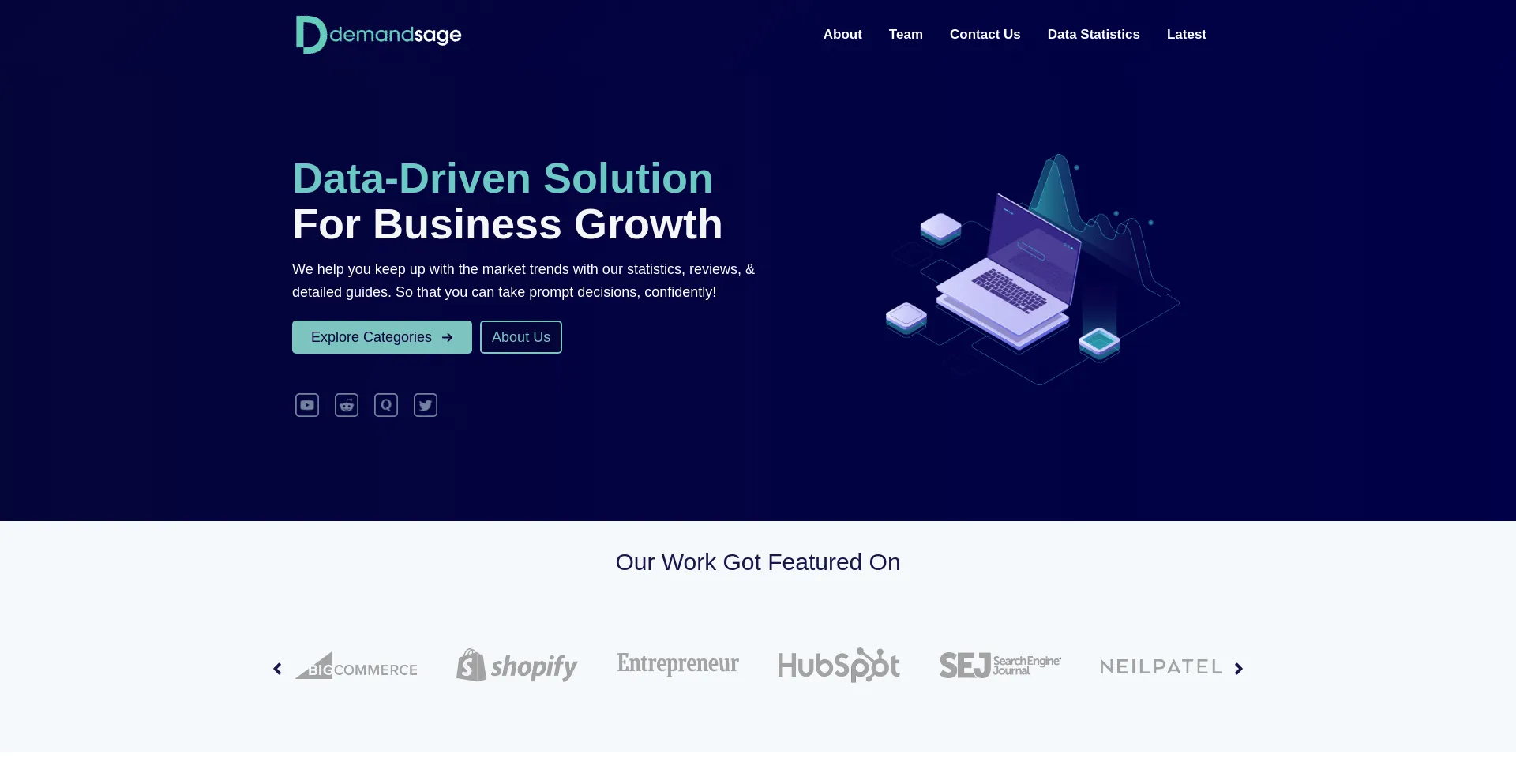 Website screenshot of Demandsage.com