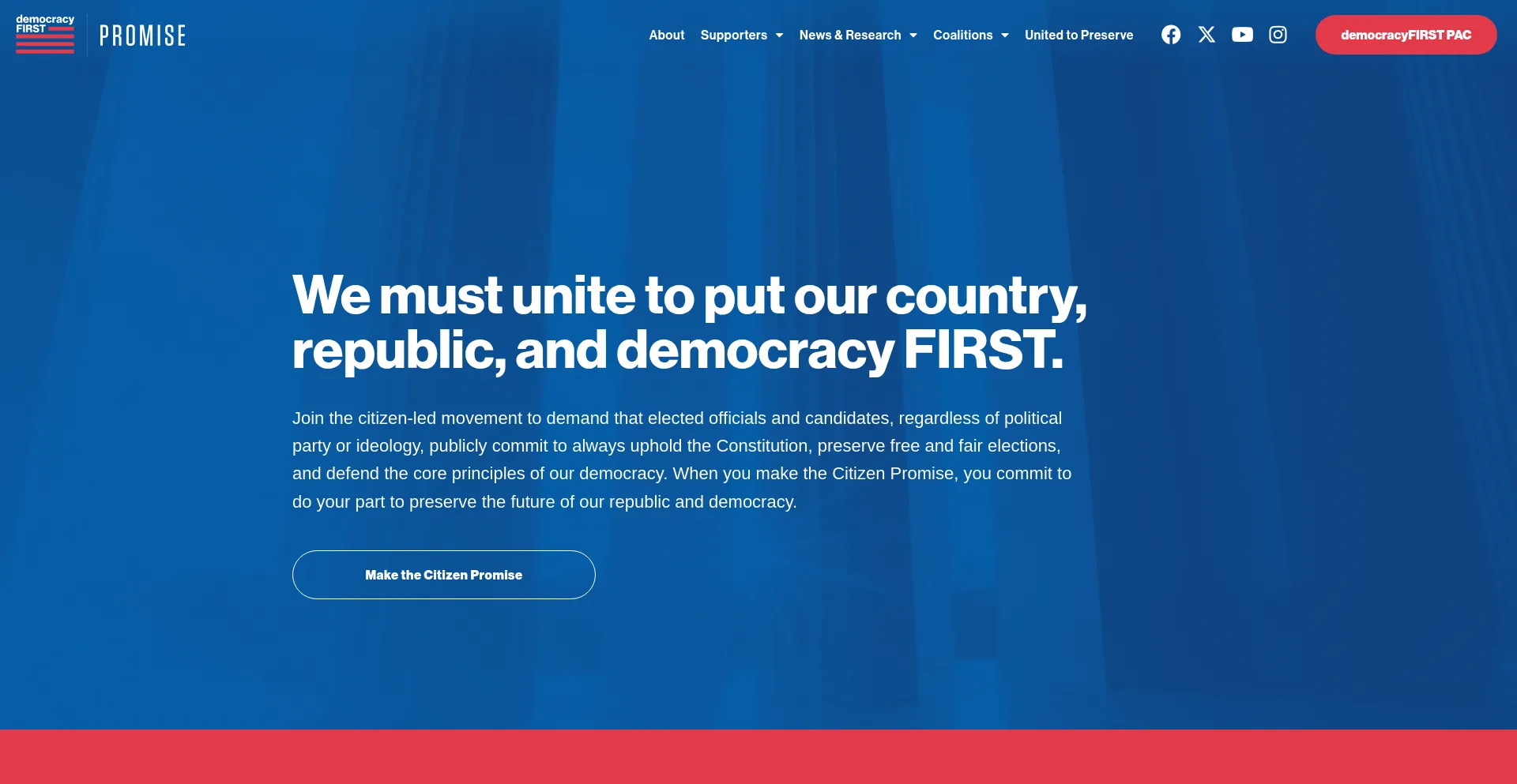 Website screenshot of Democracyfirst.org