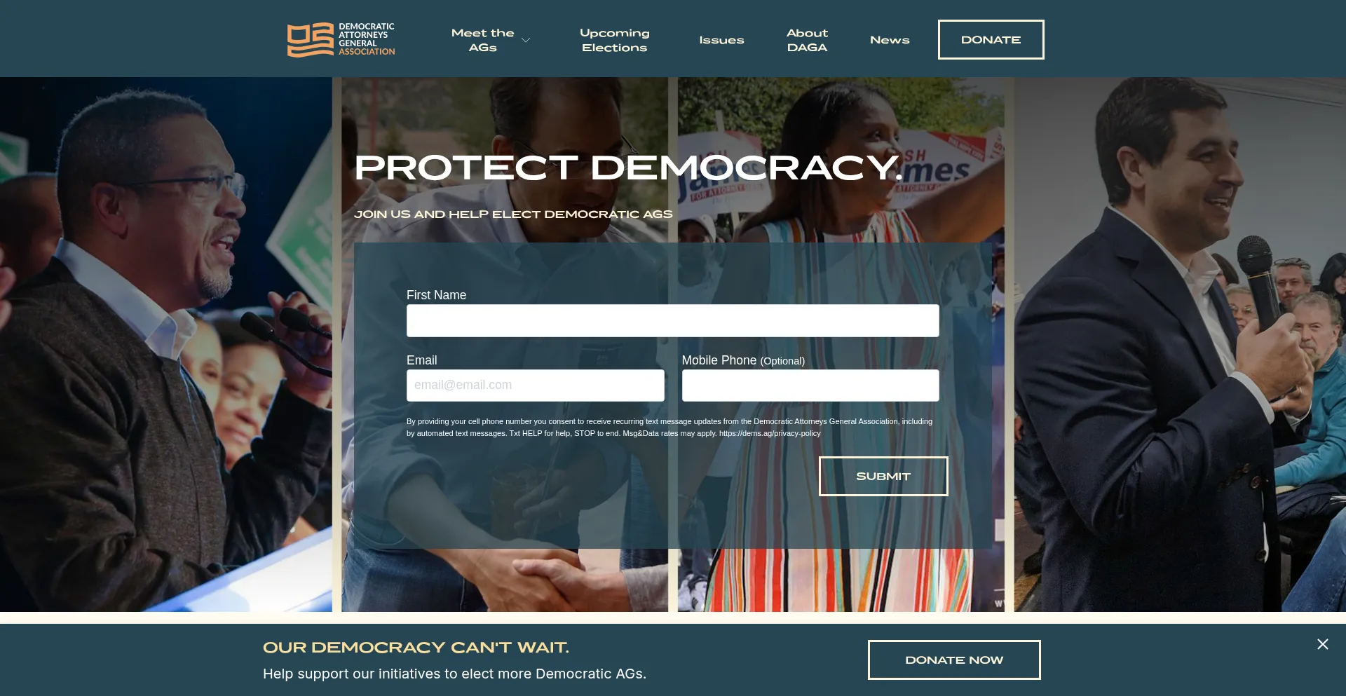Website screenshot of Democraticags.org