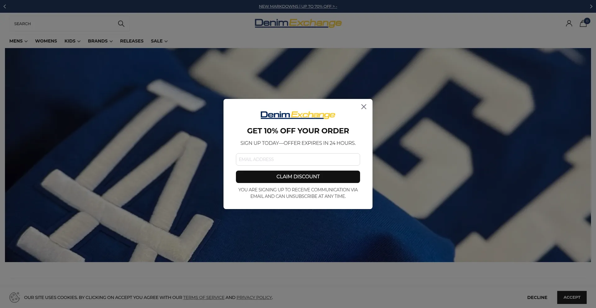 Website screenshot of Denimexchangeusa.com