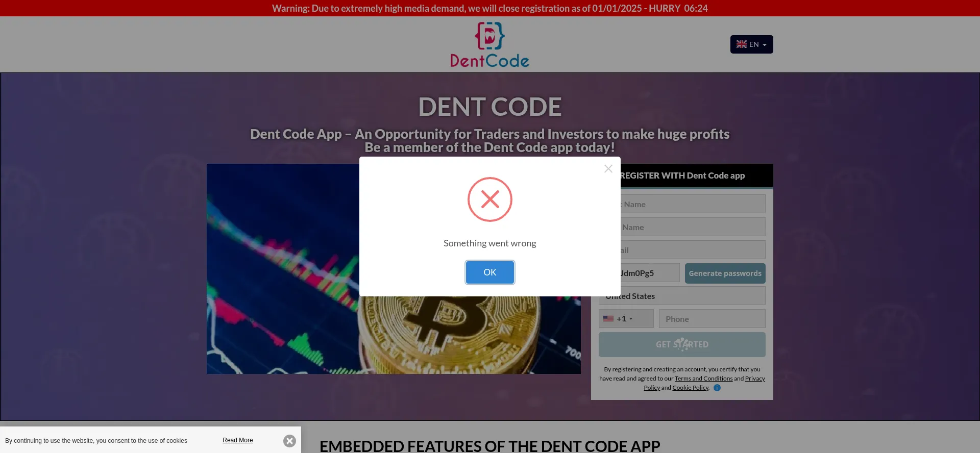Website screenshot of Dent-code.com