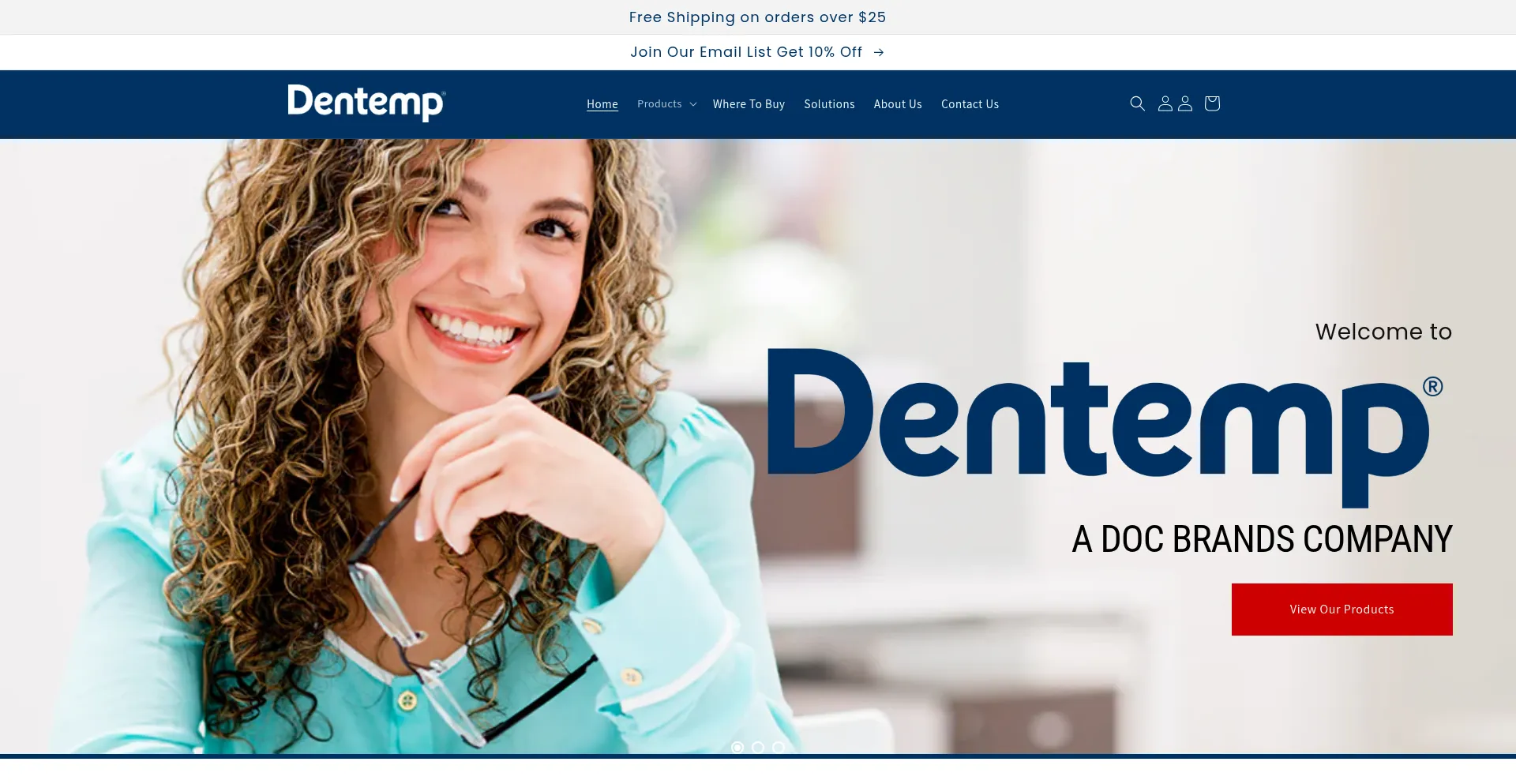 Website screenshot of Dentemp.com