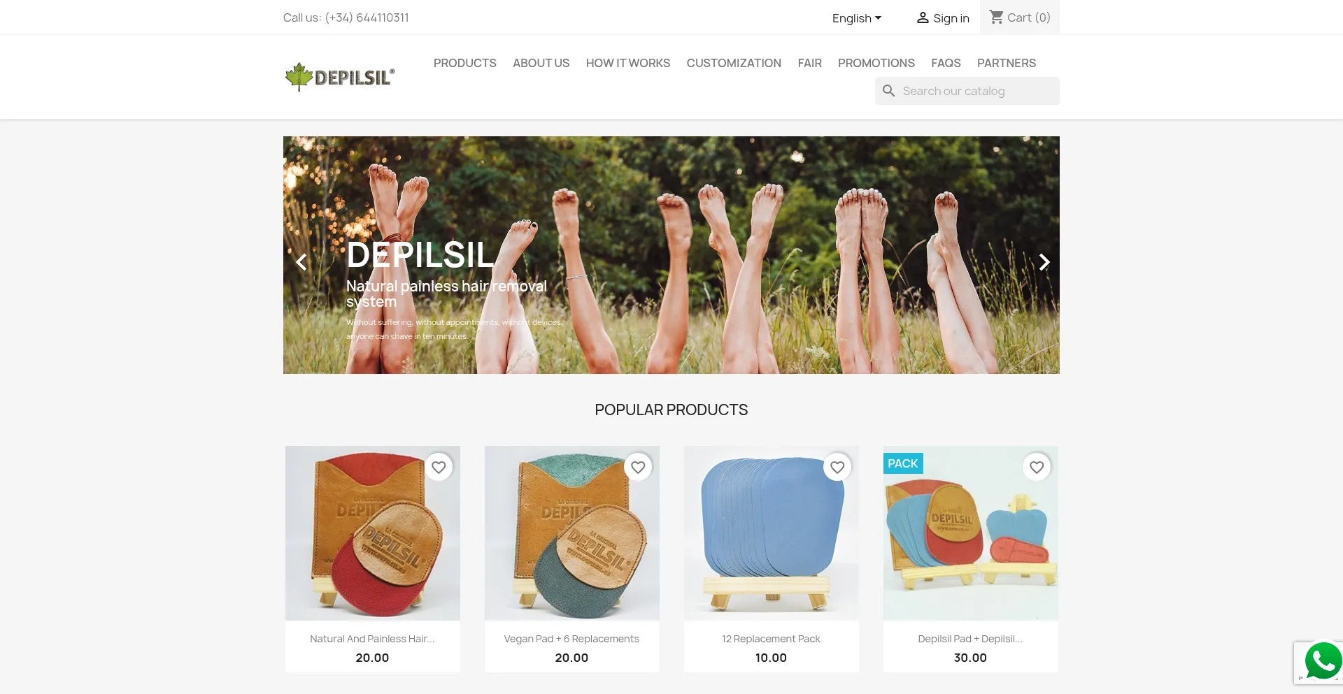 Website screenshot of Depilsil.es