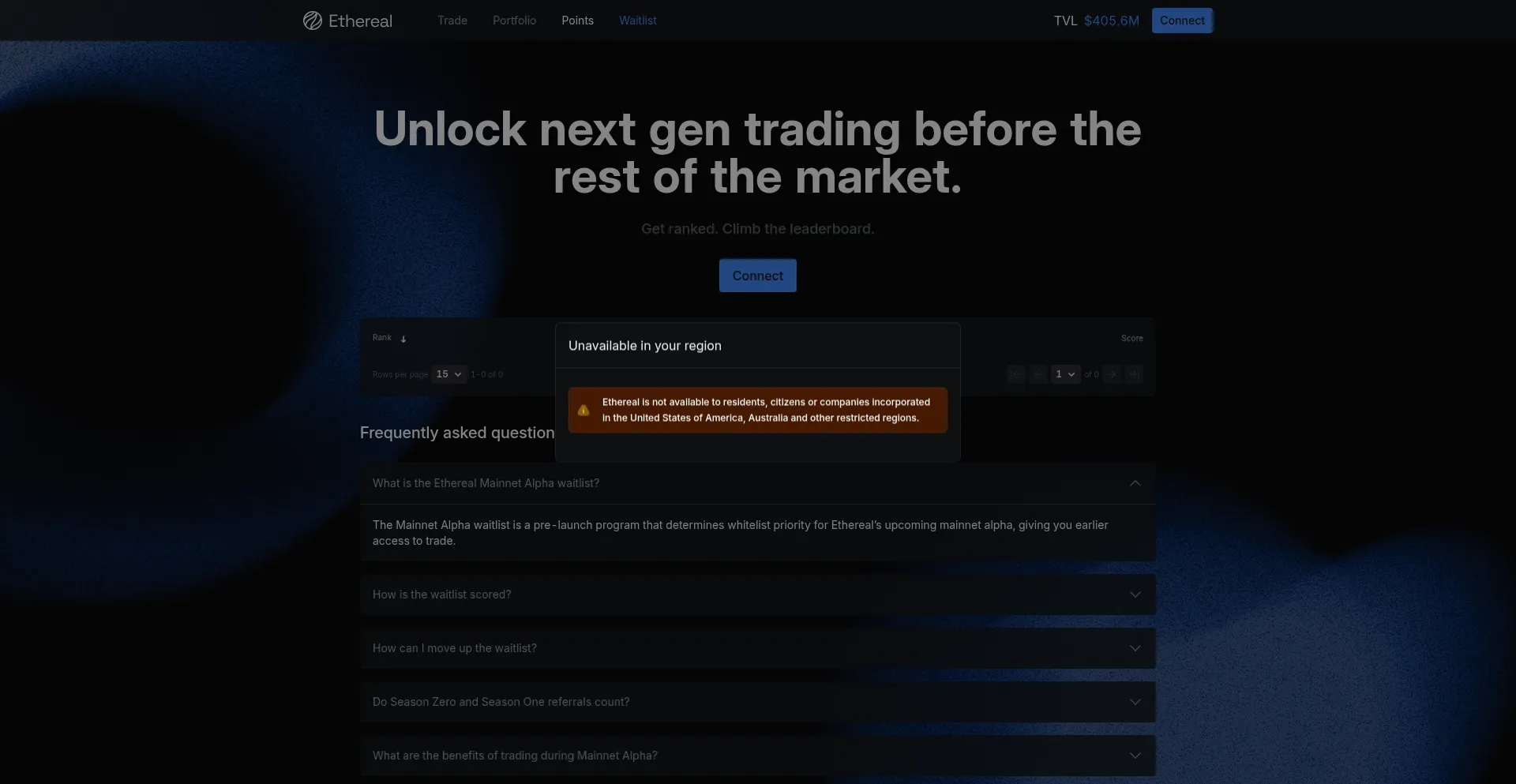 Deposit.ethereal.trade Screenshot