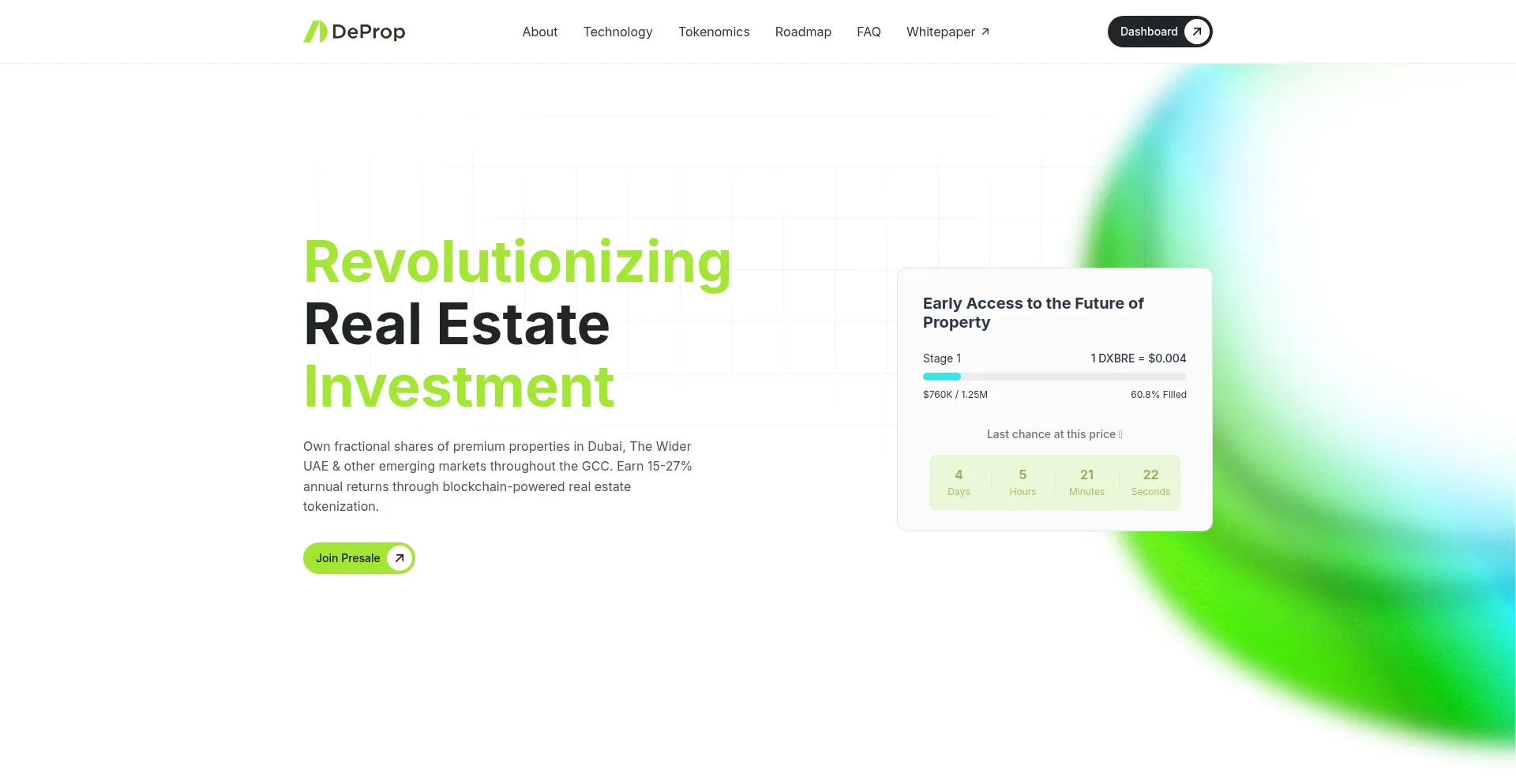 Website screenshot of Deprop.io