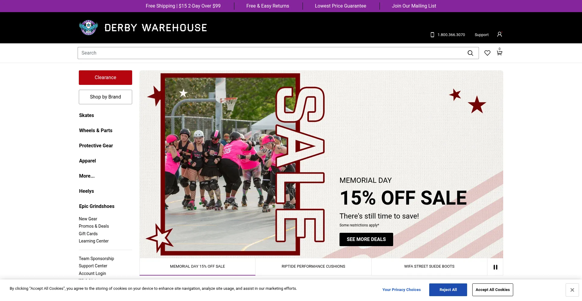 Website screenshot of Derbywarehouse.com