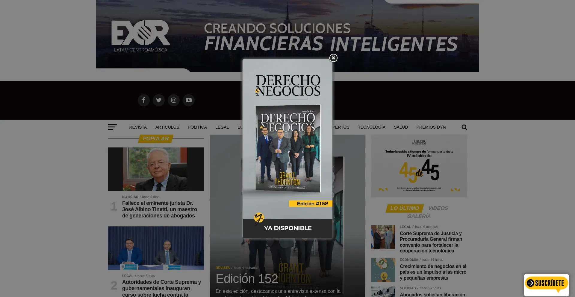 Website screenshot of Derechoynegocios.net