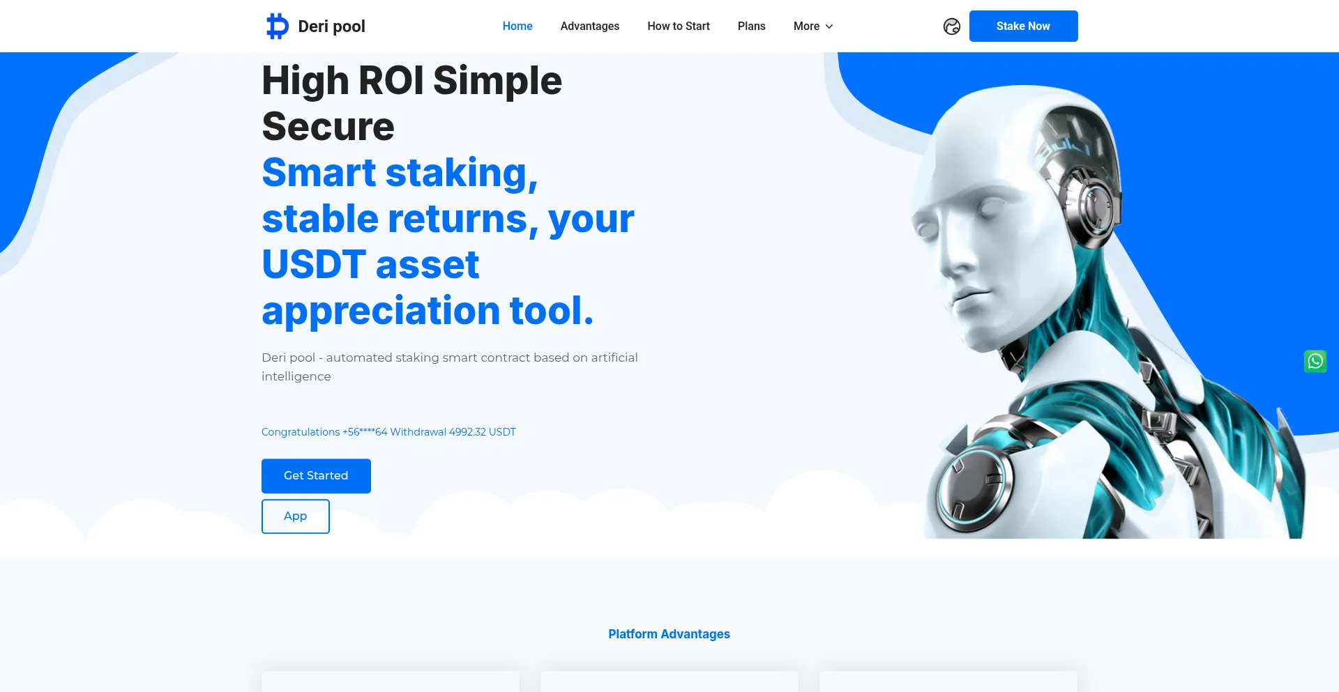 Website screenshot of Deripool.com