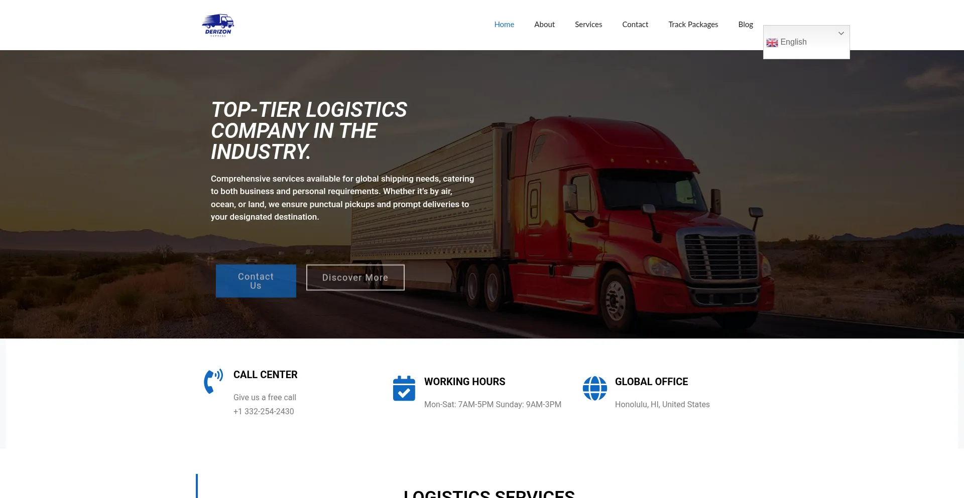 Website screenshot of Derizonexpress.com