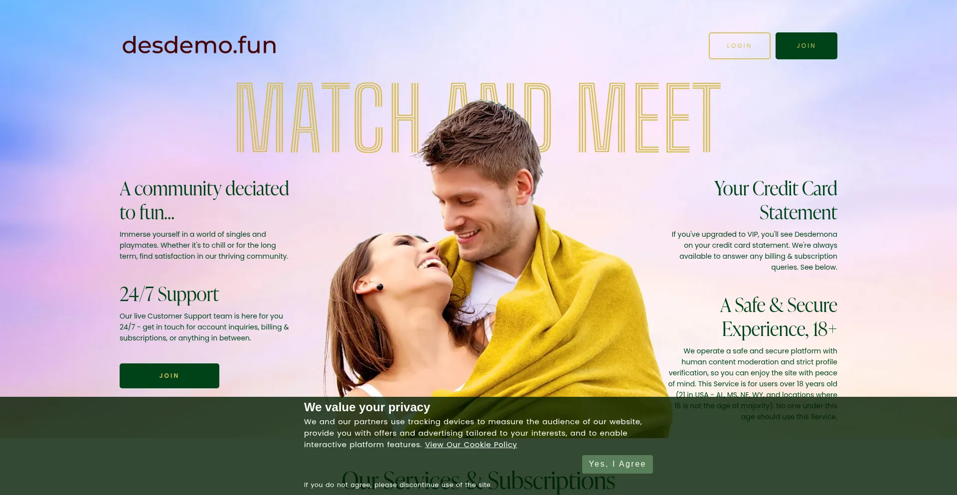 Website screenshot of Desdemo.fun