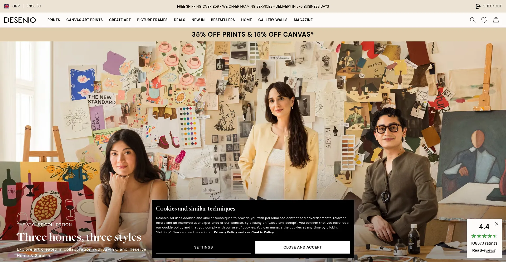 Desenio.co.uk Screenshot