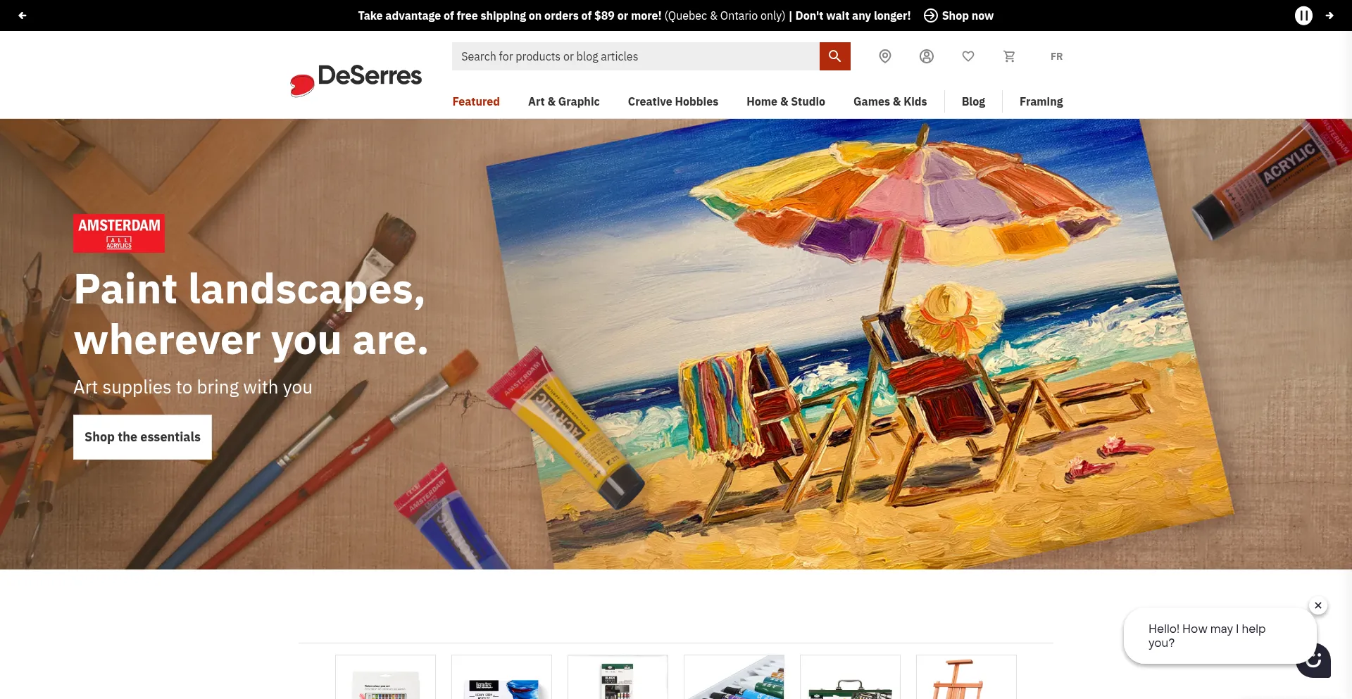 Website screenshot of Deserres.ca