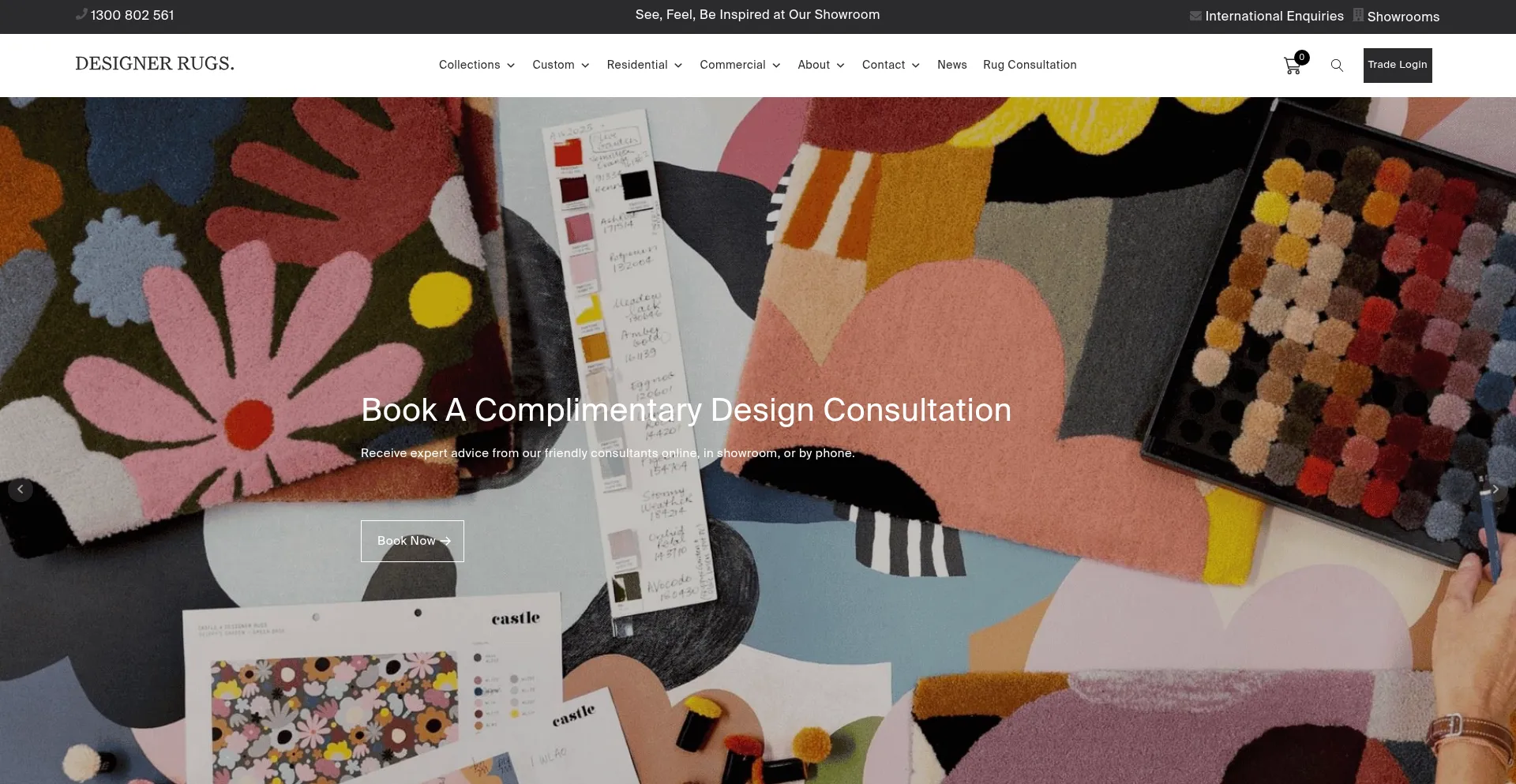 Website screenshot of Designerrugs.com.au