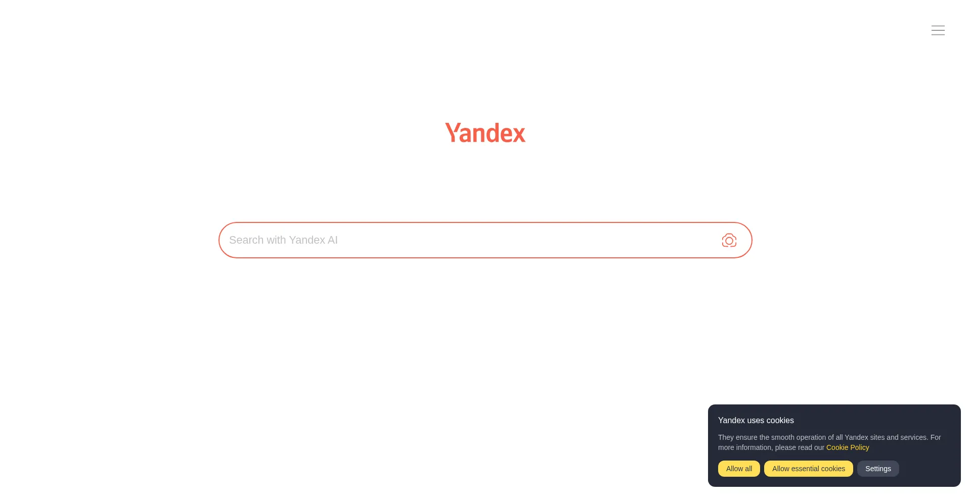 Website screenshot of Desktop.yandex.com