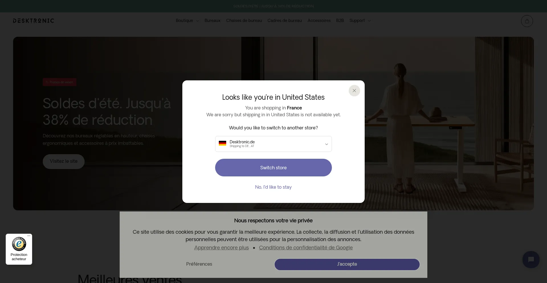 Website screenshot of Desktronic.fr