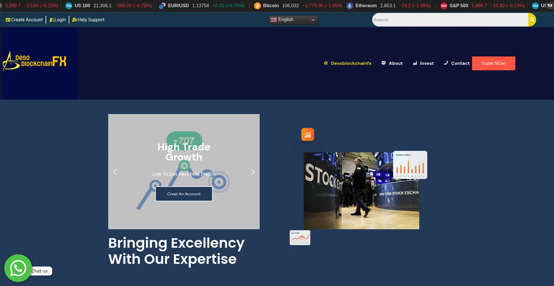 Website screenshot of Desoblockchainfx.com