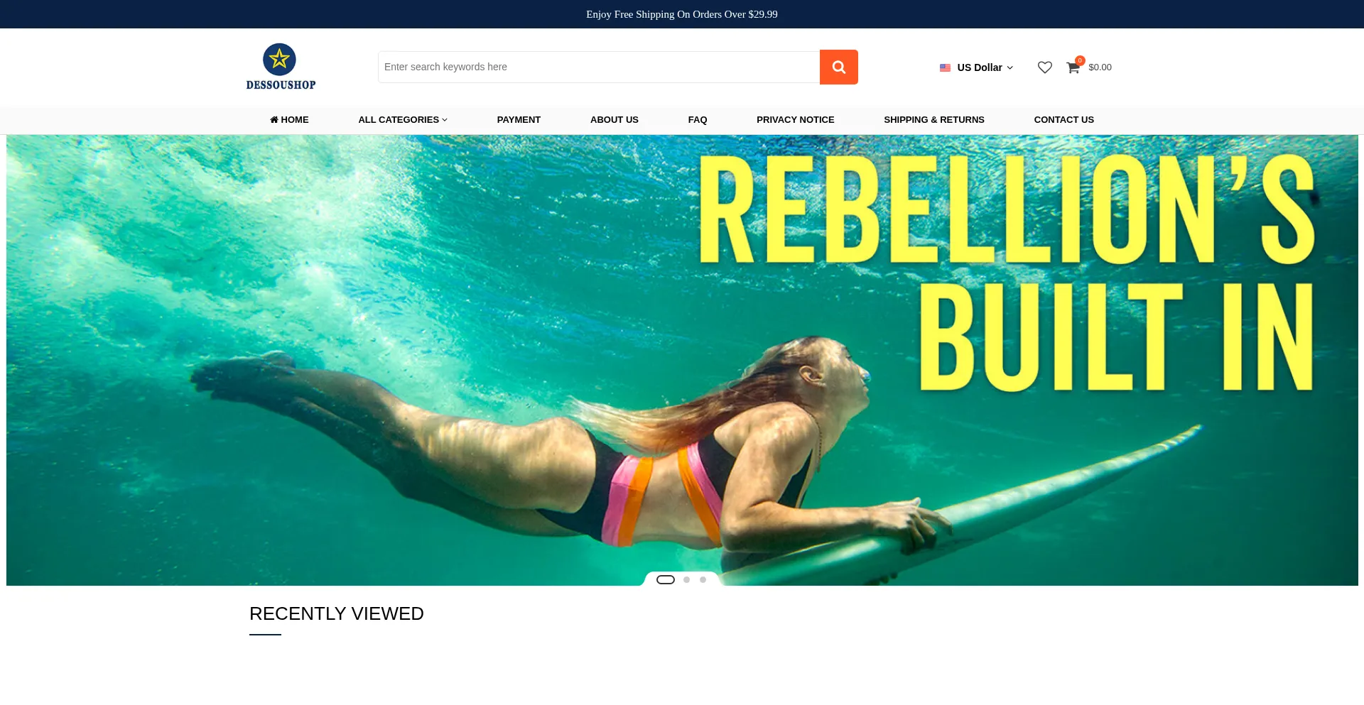 Website screenshot of Dessoushop.com