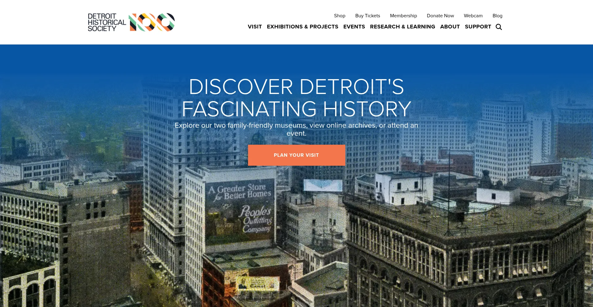 Website screenshot of Detroithistorical.org