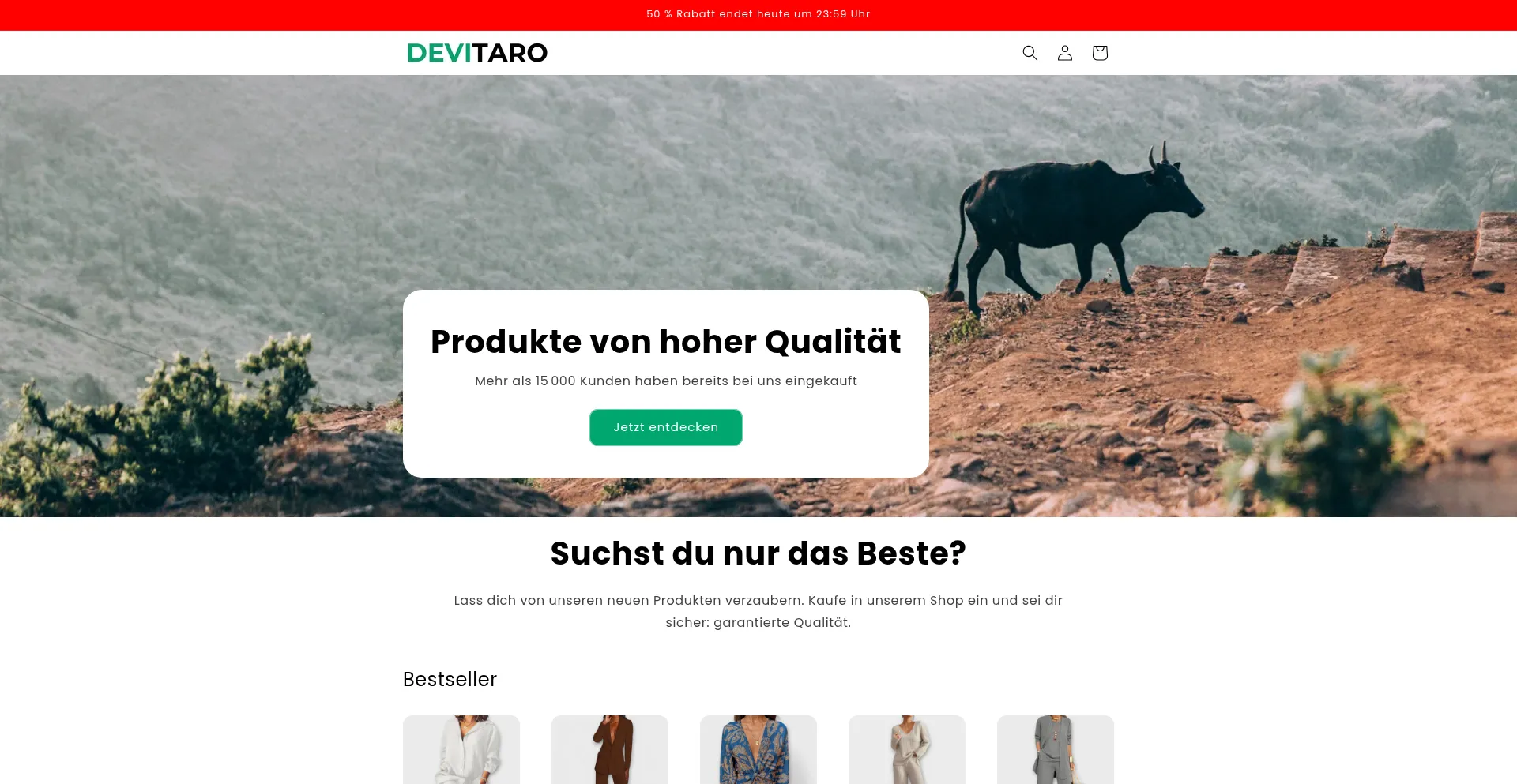Website screenshot of Devitaro.com
