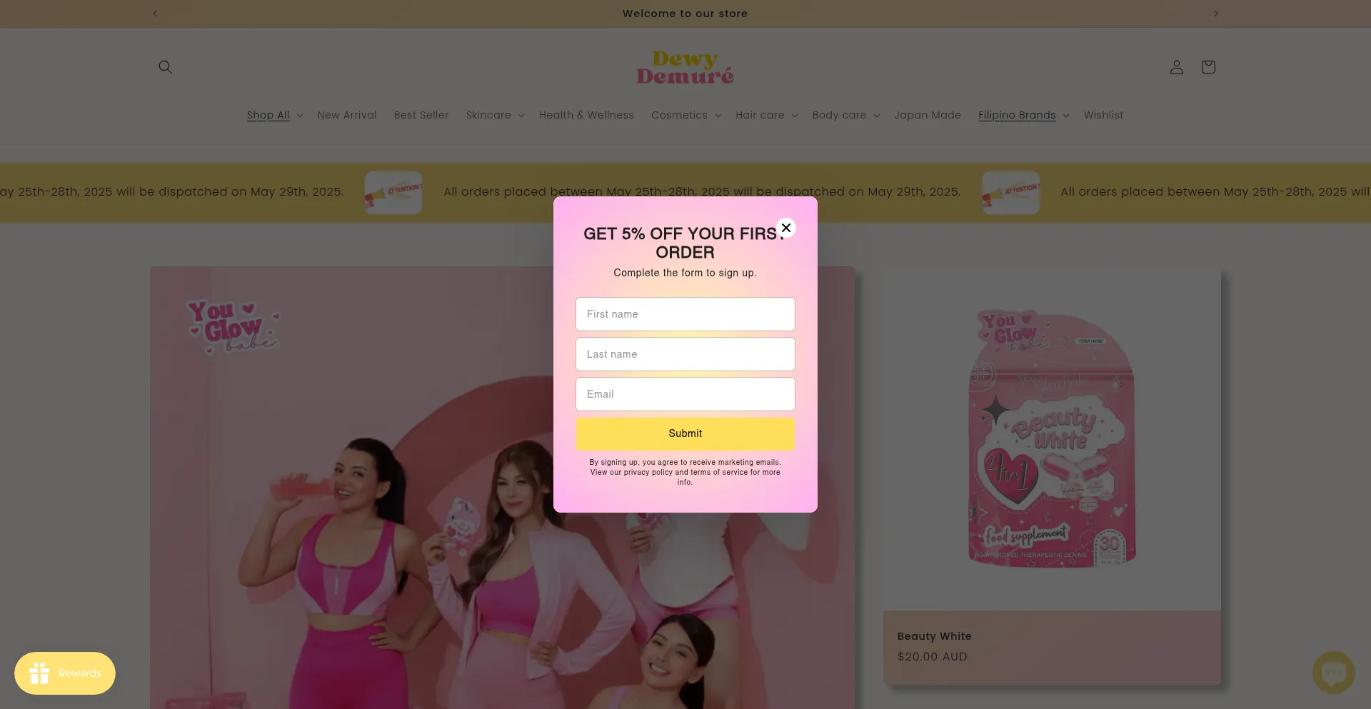 Website screenshot of Dewydemure.com