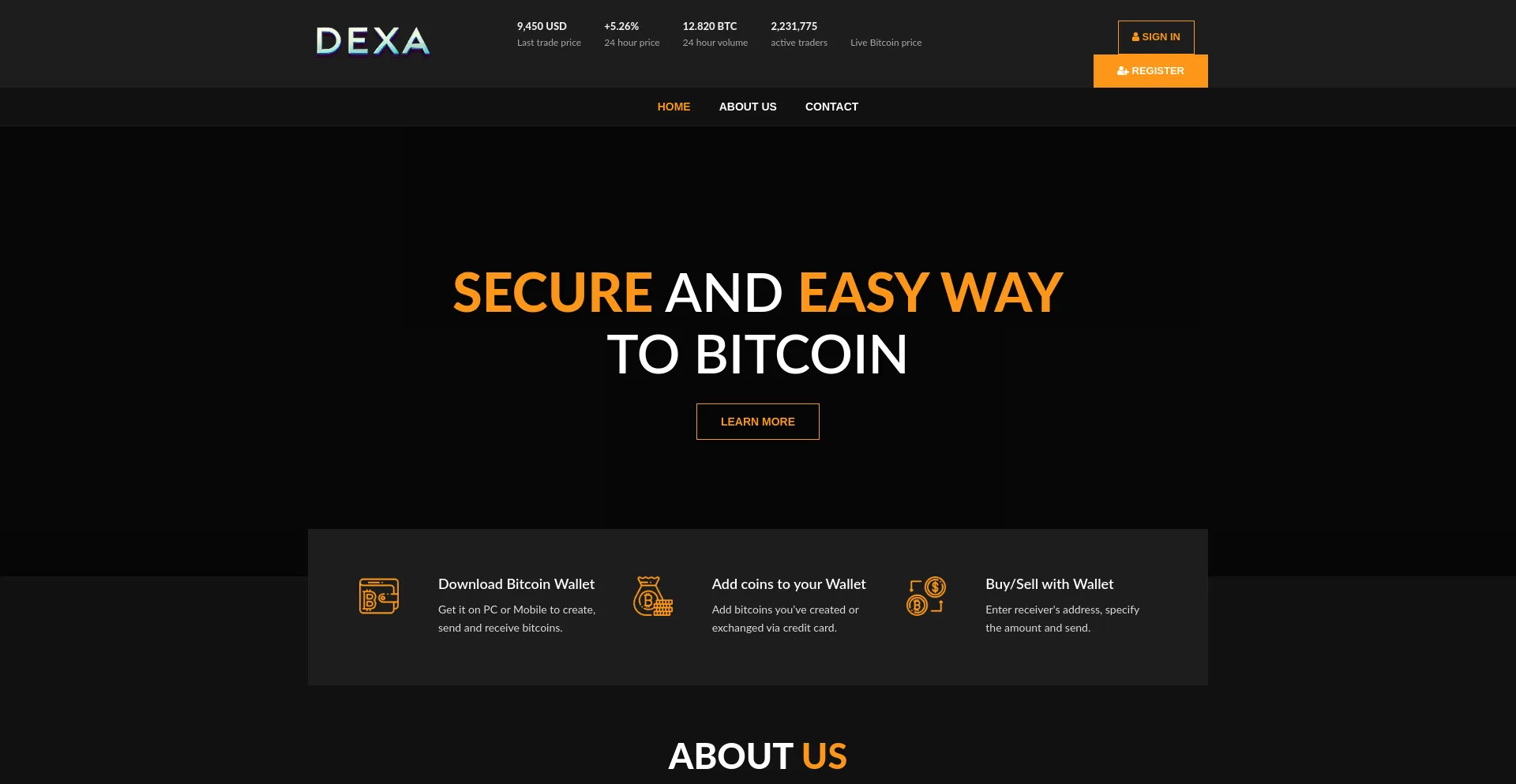 Website screenshot of Dexawallet.com