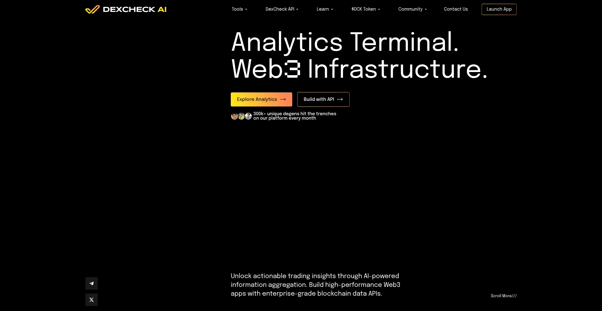 Website screenshot of Dexcheck.ai