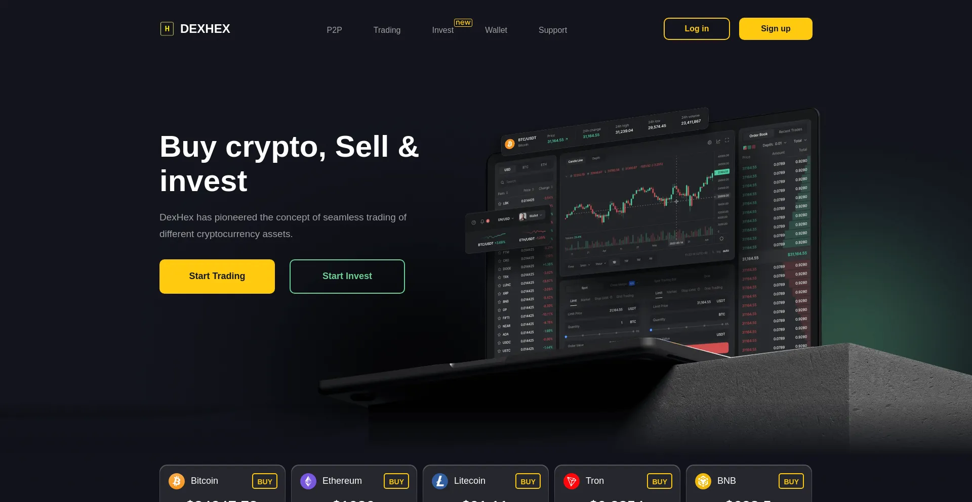 Website screenshot of Dexhex.com