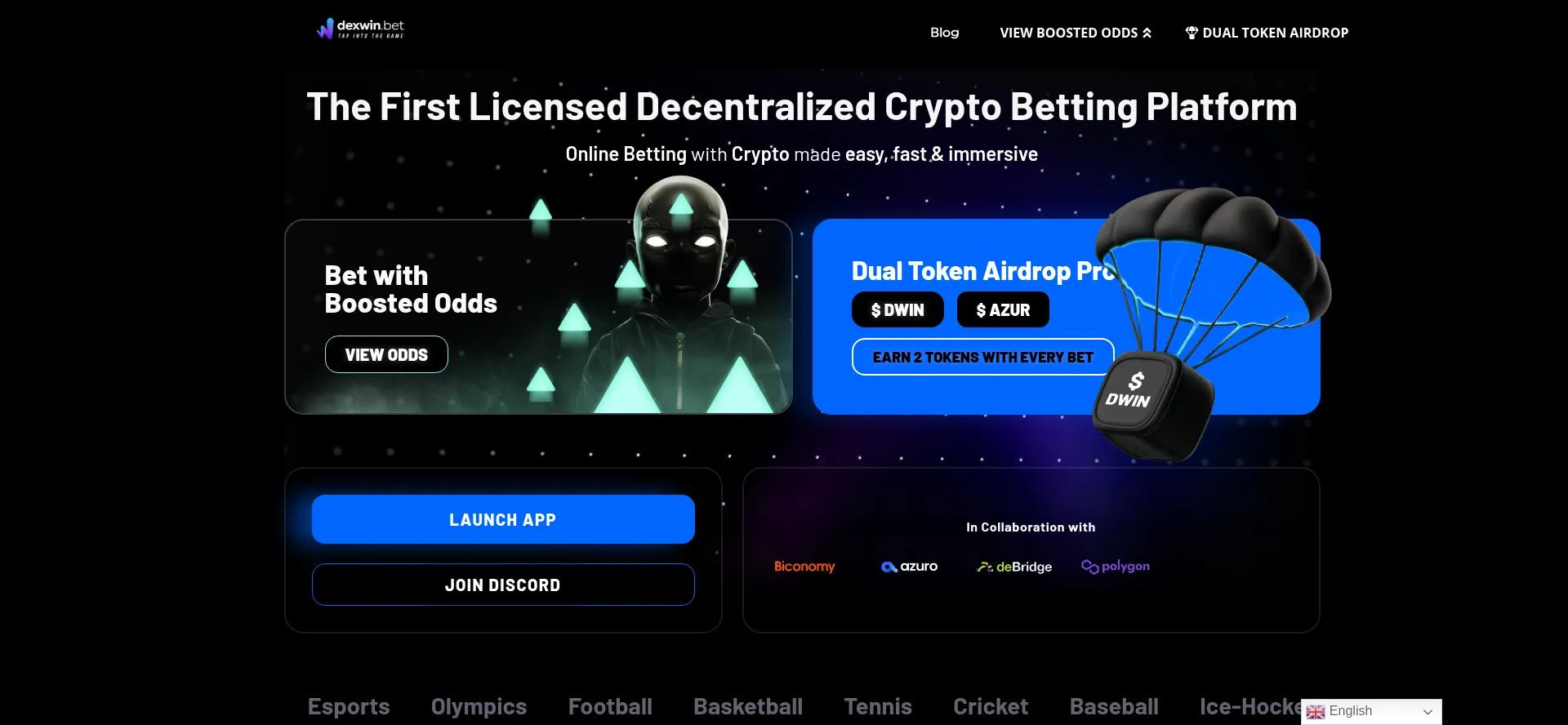 Website screenshot of Dexwin.bet