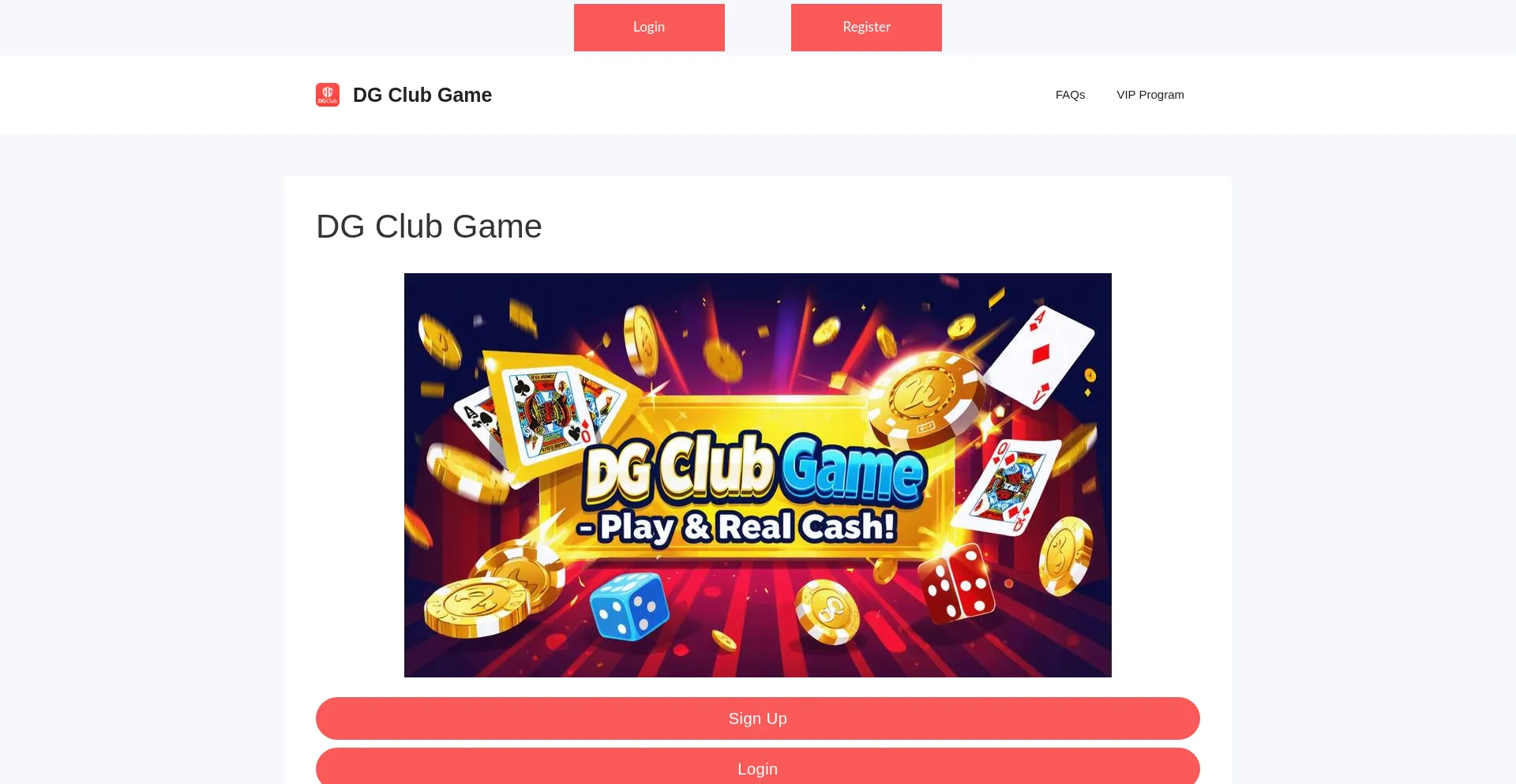 Website screenshot of Dgclubgame.games