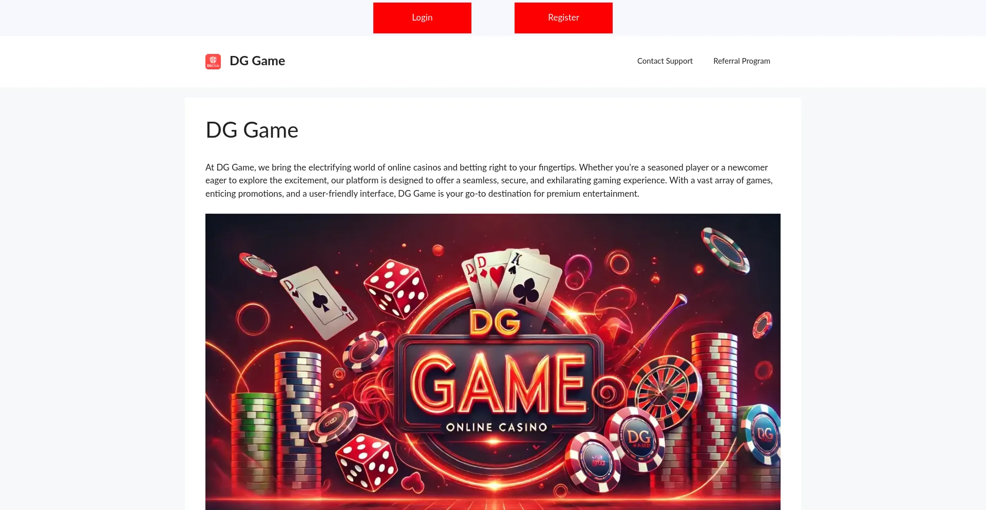 Website screenshot of Dggame.co.in