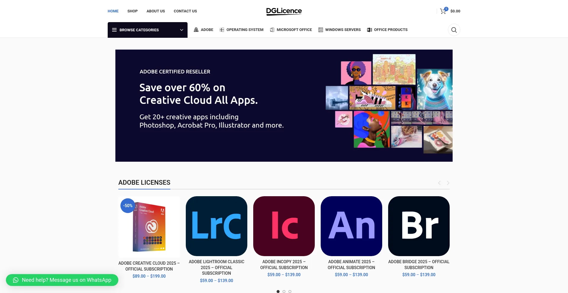 Website screenshot of Dglicence.com