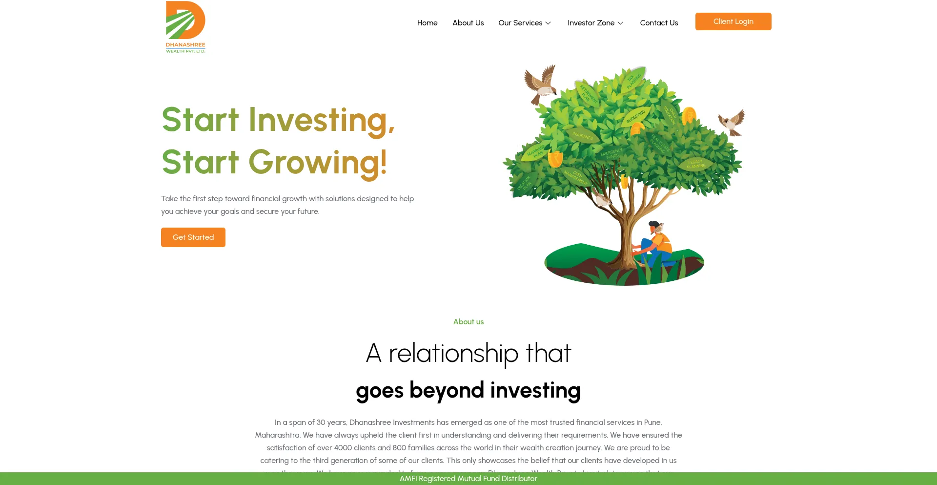 Website screenshot of Dhanashreewealth.com
