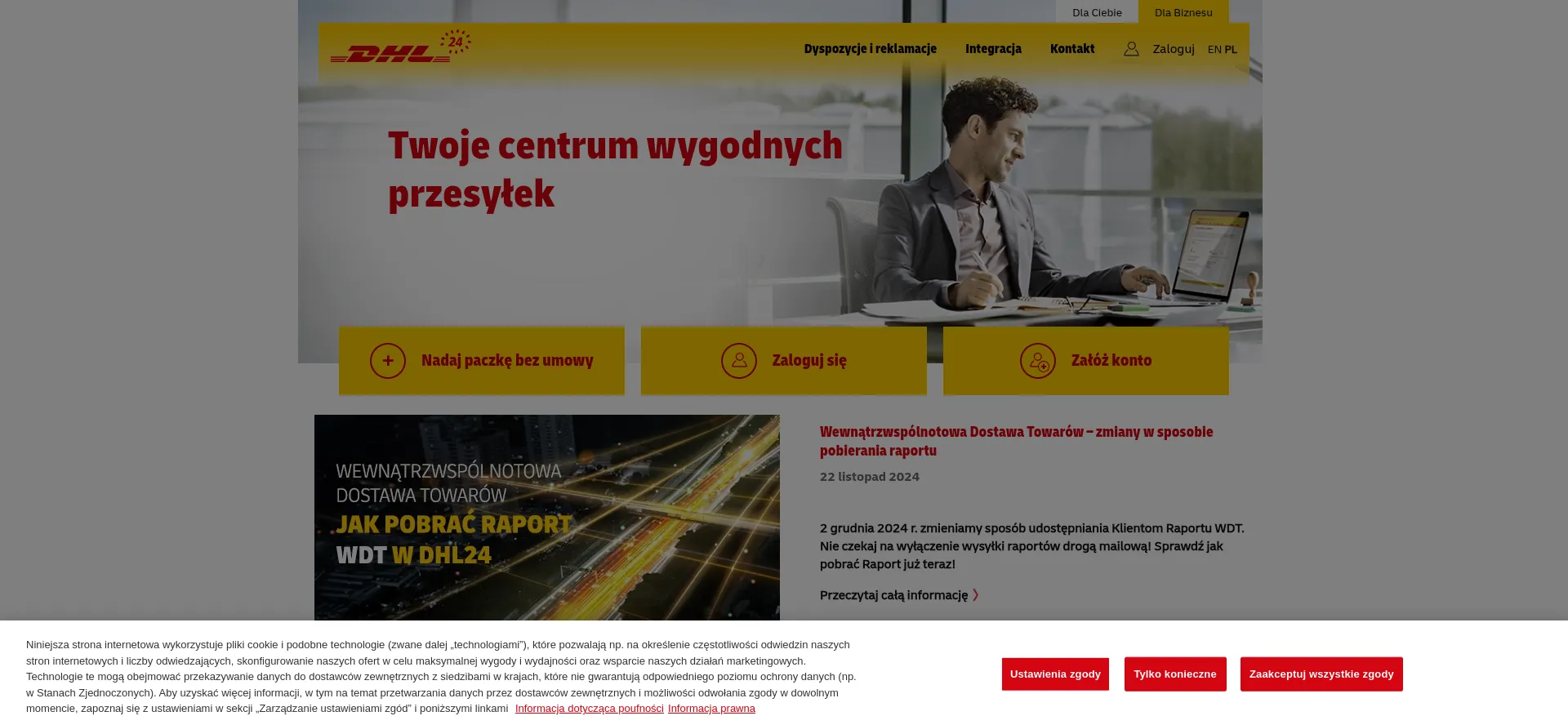 Website screenshot of Dhl24.com.pl