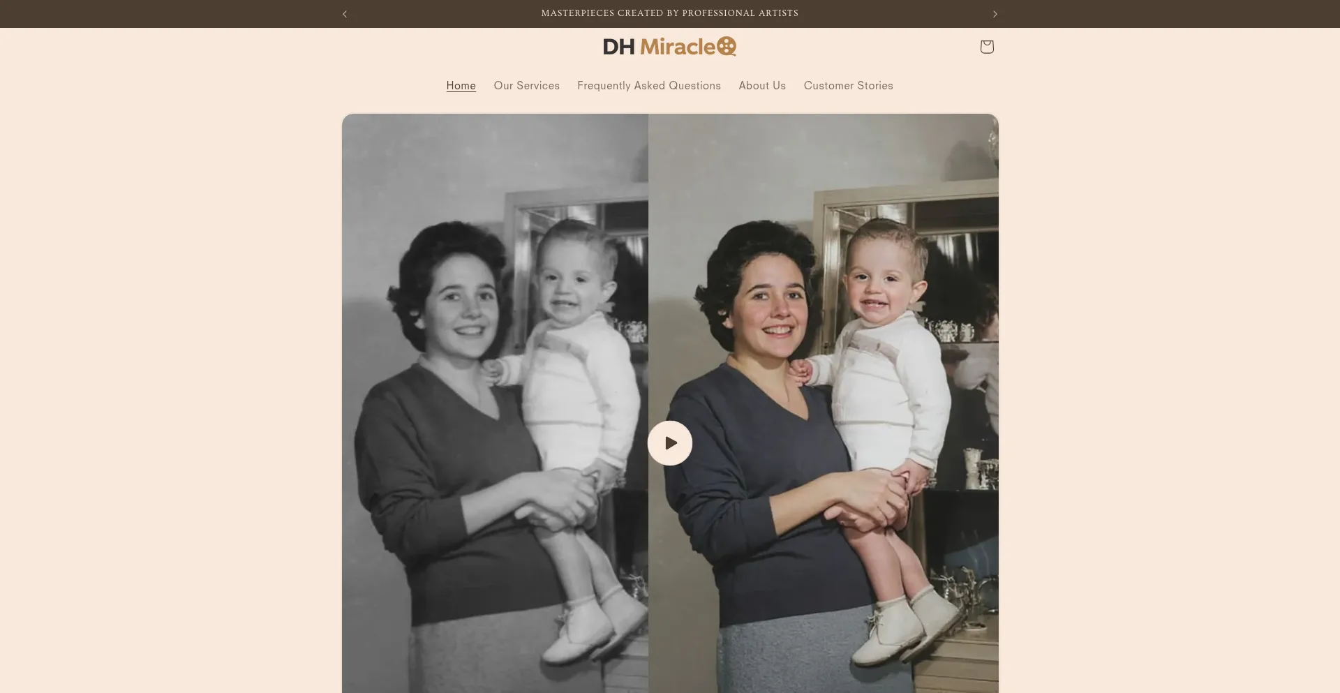 Website screenshot of Dhmiracle.com