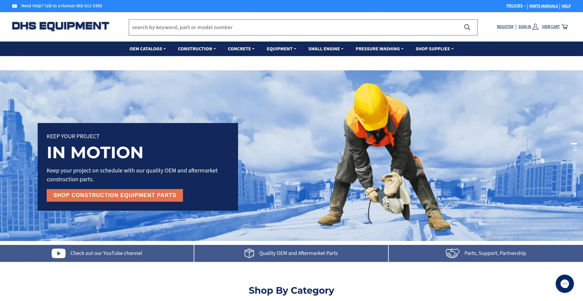 Website screenshot of Dhsequipment.com