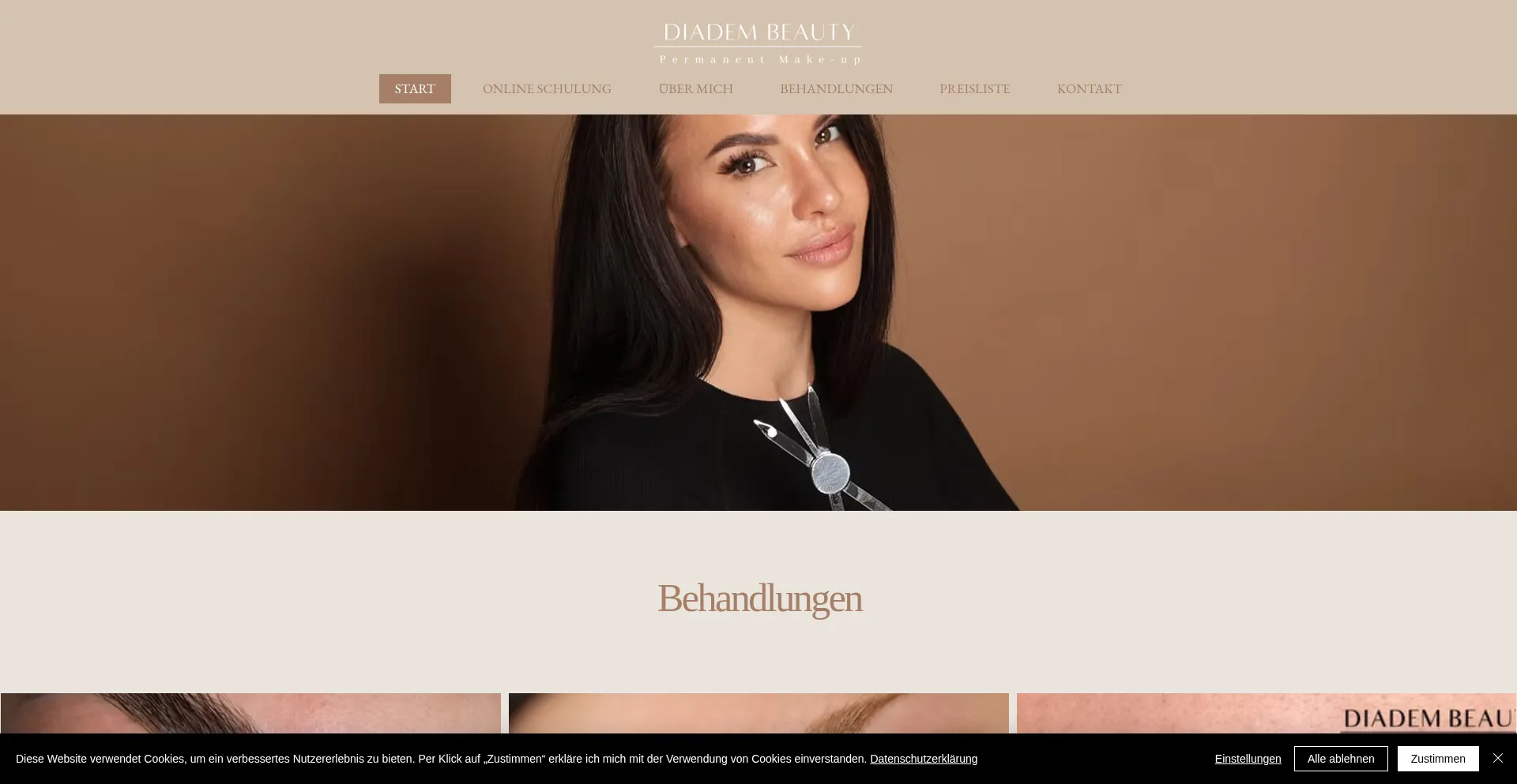 Website screenshot of Diadem-beauty.de