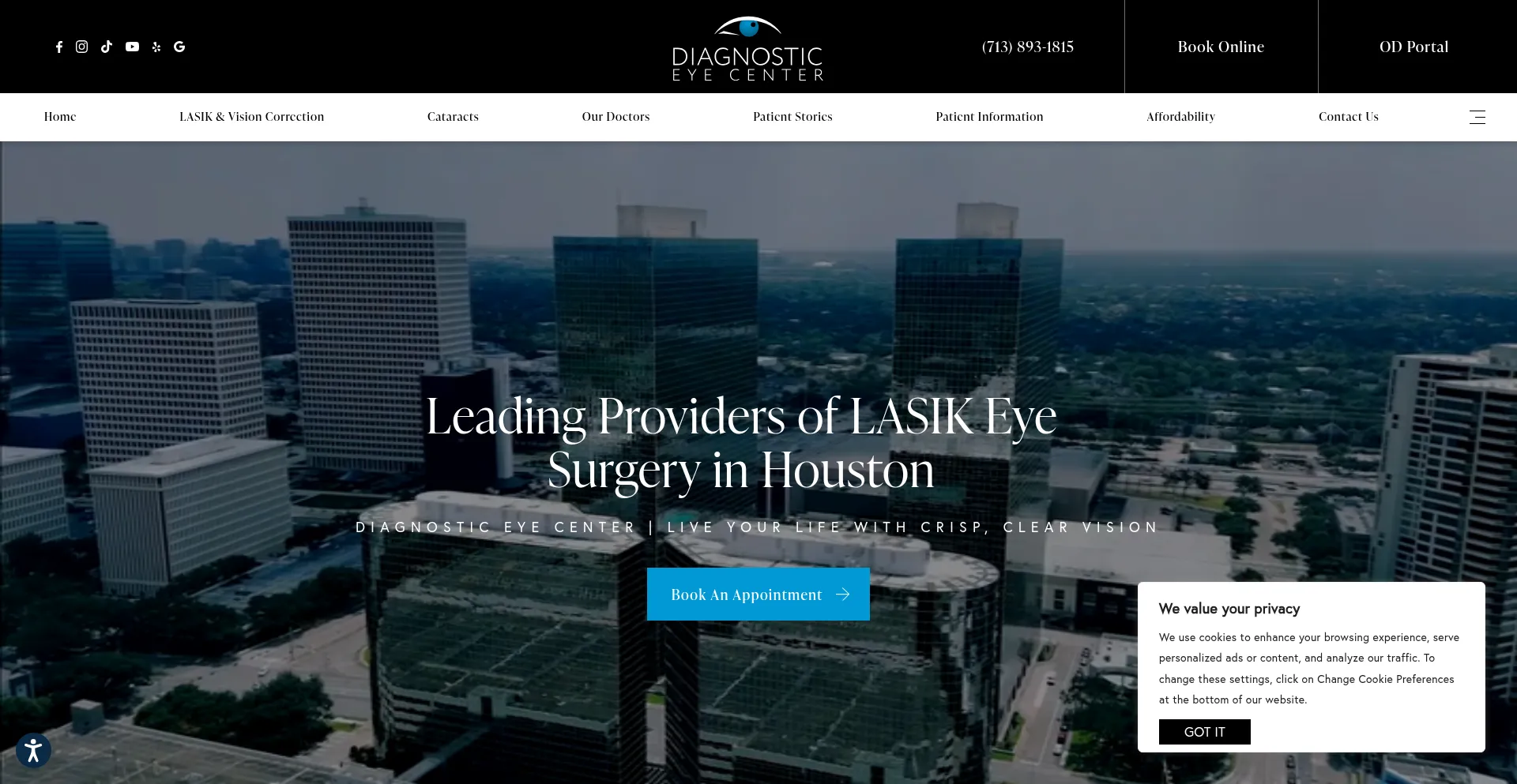 Website screenshot of Diagnosticeyecenter.com