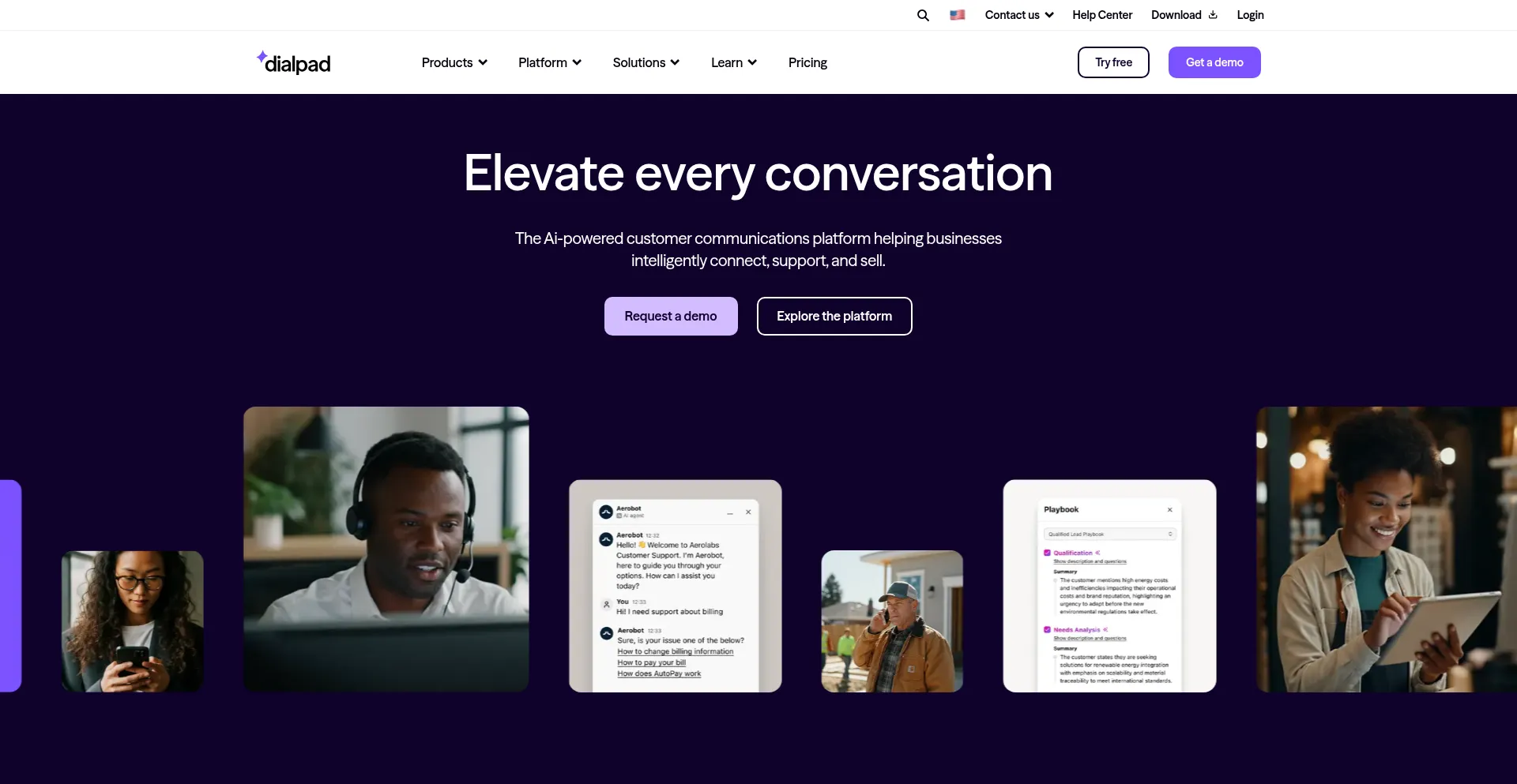 Website screenshot of Dialpad.com