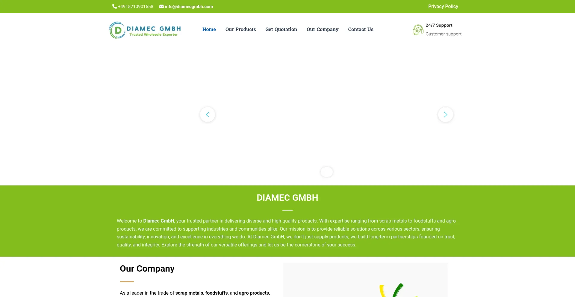 Website screenshot of Diamecgmbh.com