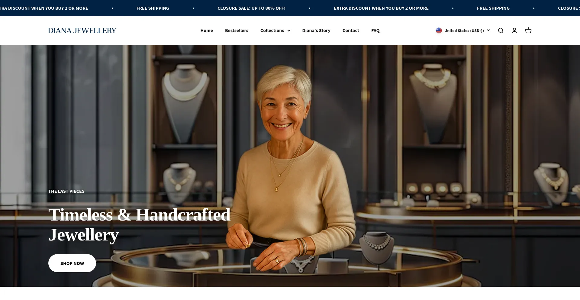 Website screenshot of Diana-jewellery.com